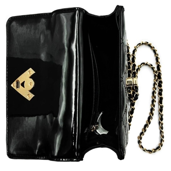 Valentino Orlandi  Quilted Bag with V lock & Trolly pocket. Black NEW - Picture 5 of 6